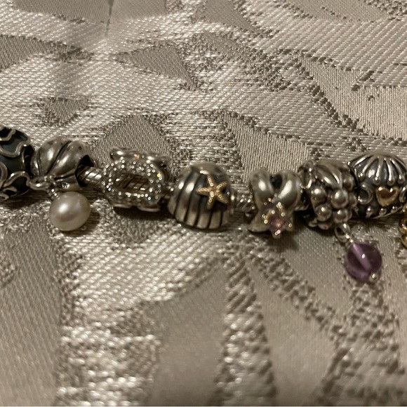 Authentic Pandora barrel clasp snake chain bracelet w/23 charms - Picture 5 of 8